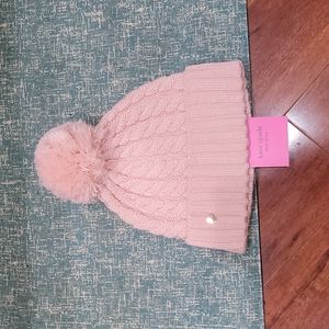 NWT Women's KATE SPADE Cablt Knit  Beanie Hat with POM